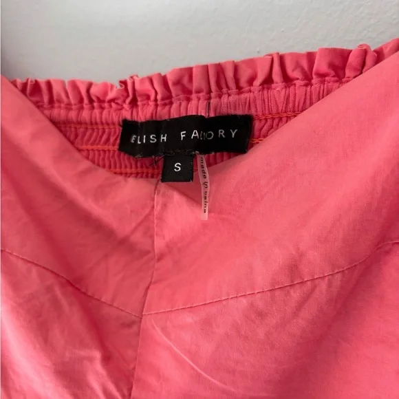 English Factory Pleated Balloon Sleeve Babydoll Dress Pink Size Small - Picture 8 of 8